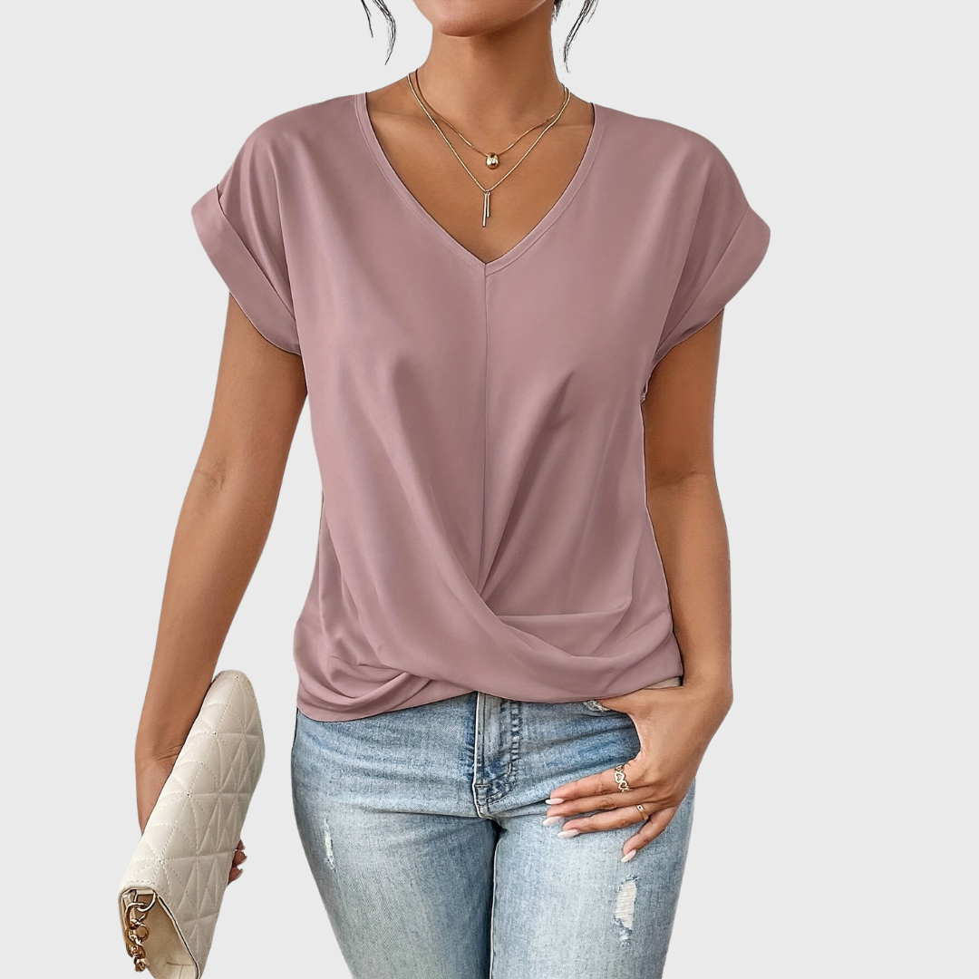 Liv™ | V-hals Top med Knudedetalje