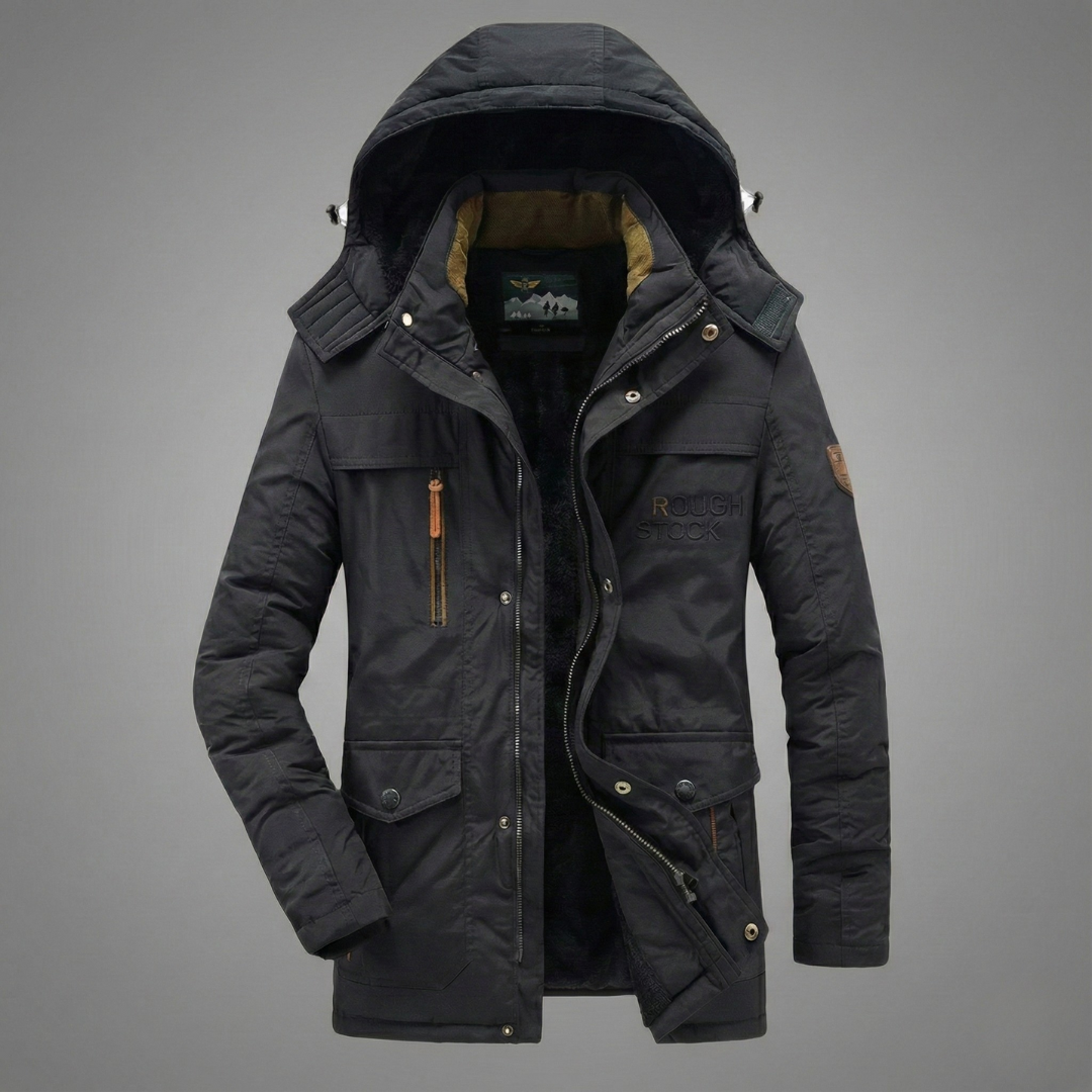 Bjorn - Varm Herre Fleece Vinterjakke i Premium Uldmix